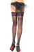 Sheer Black Thigh High Stockings with Backseam Front View