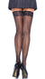 Sheer Plus Size Black Thigh Highs with Lace Top and Back Seam