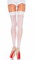 White Sheer Thigh Highs with Lace Top and Back Seam