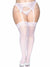 Plus Size Sheer White Thigh Highs with Lace Top and Back Seam
- Main Image