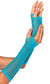 Womens Neon Blue Long Fishnet Fingerless 80s Costume Gloves - Main Image