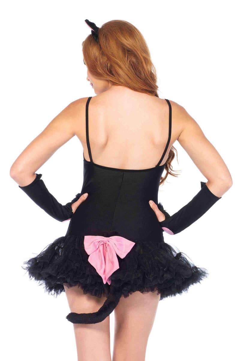 Pink and Black Cat Costume Kit with Gloves, Tail and Ears - Back View