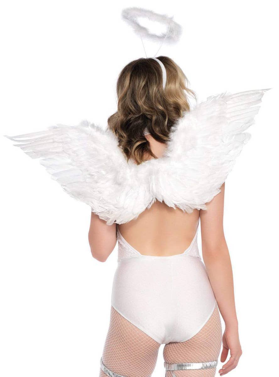 White Angel Women's Wigs And Halo Costume Accessory Set - Back Image
