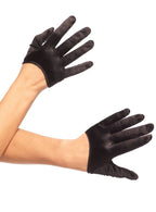 Cropped Mini Black Satin Costume Gloves