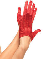 Cropped Mini Red Satin Costume Gloves