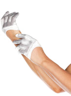 Cropped Mini White Satin Costume Gloves