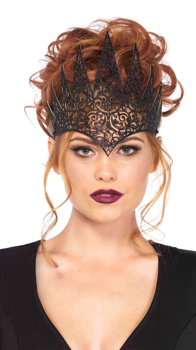 Wicked Queen Filigree Black Crown | Black Crown Costume Accessory