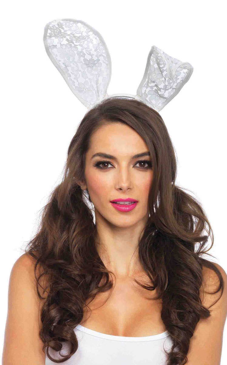 Bendable White Lace Bunny Costume Ears
