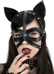 Image of Strappy Black Leather Look Catwoman Mask