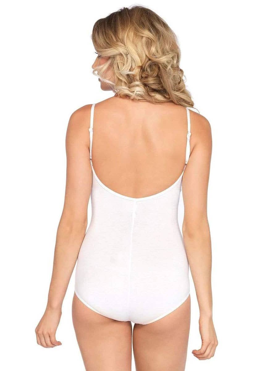 Womens White Bodysuit Costume Basic - Back Image