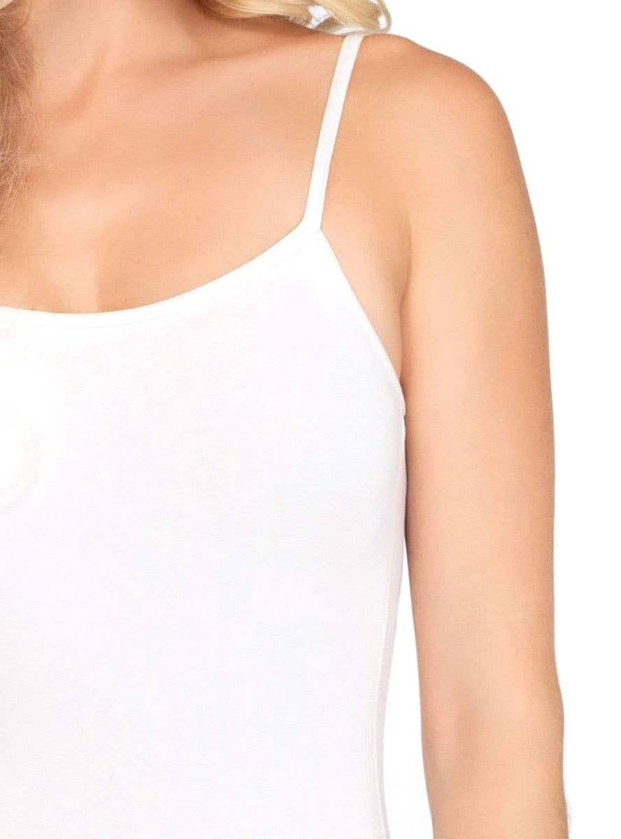 Womens White Bodysuit Costume Basic - Close Front Image