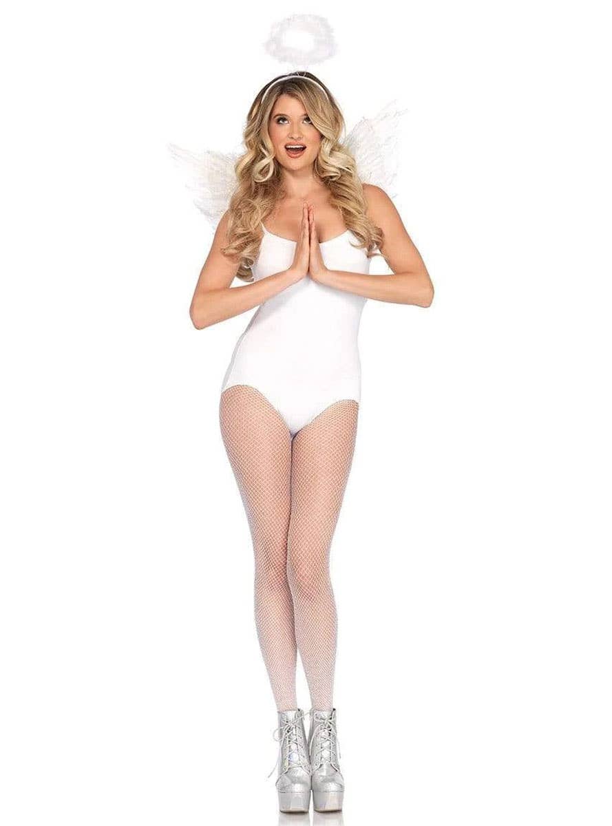 Womens White Bodysuit Costume Basic - Alternate View