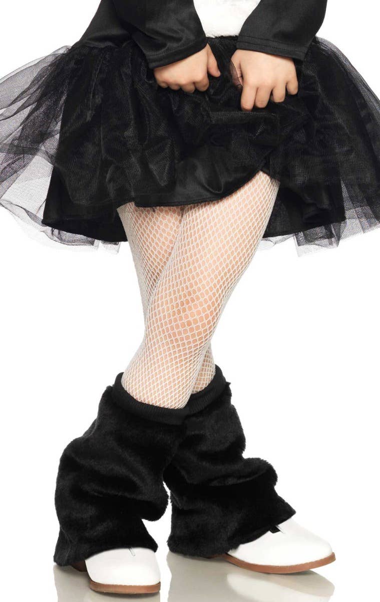 Girls White Fishnet Full Length Costume Stockings - Second Image 