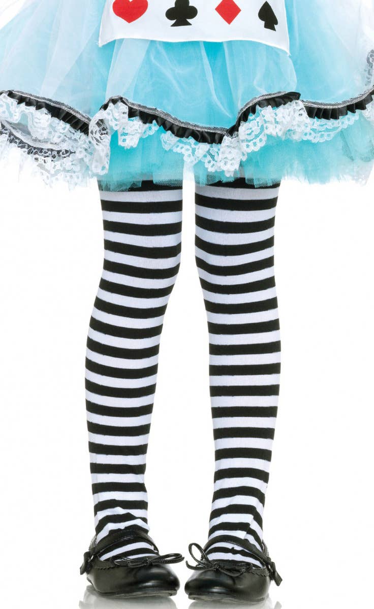 Black and White Striped Girls Stockings Main Image Alternative Image