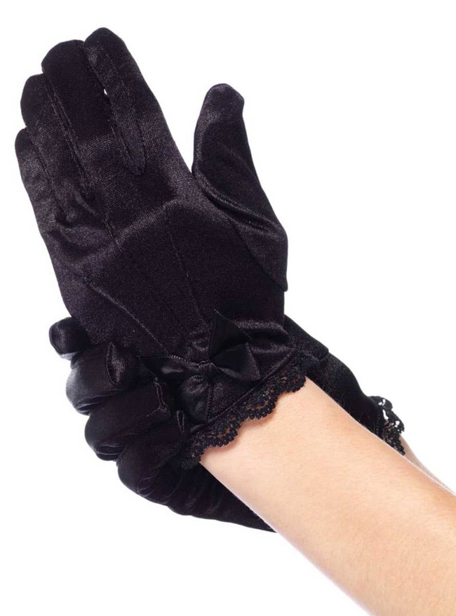 Image of Kids Black Wrist Length Costume Gloves