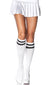 White Knee High Socks with Black Stripes Costume Accessory