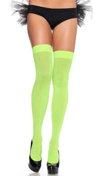 Women's 1980's Neon Green Thigh High Costume Stockings