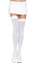 Plus Size White Thigh High Opaque Costume Stockings