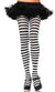 Women's Black and White Striped Full Length Halloween Pantyhose