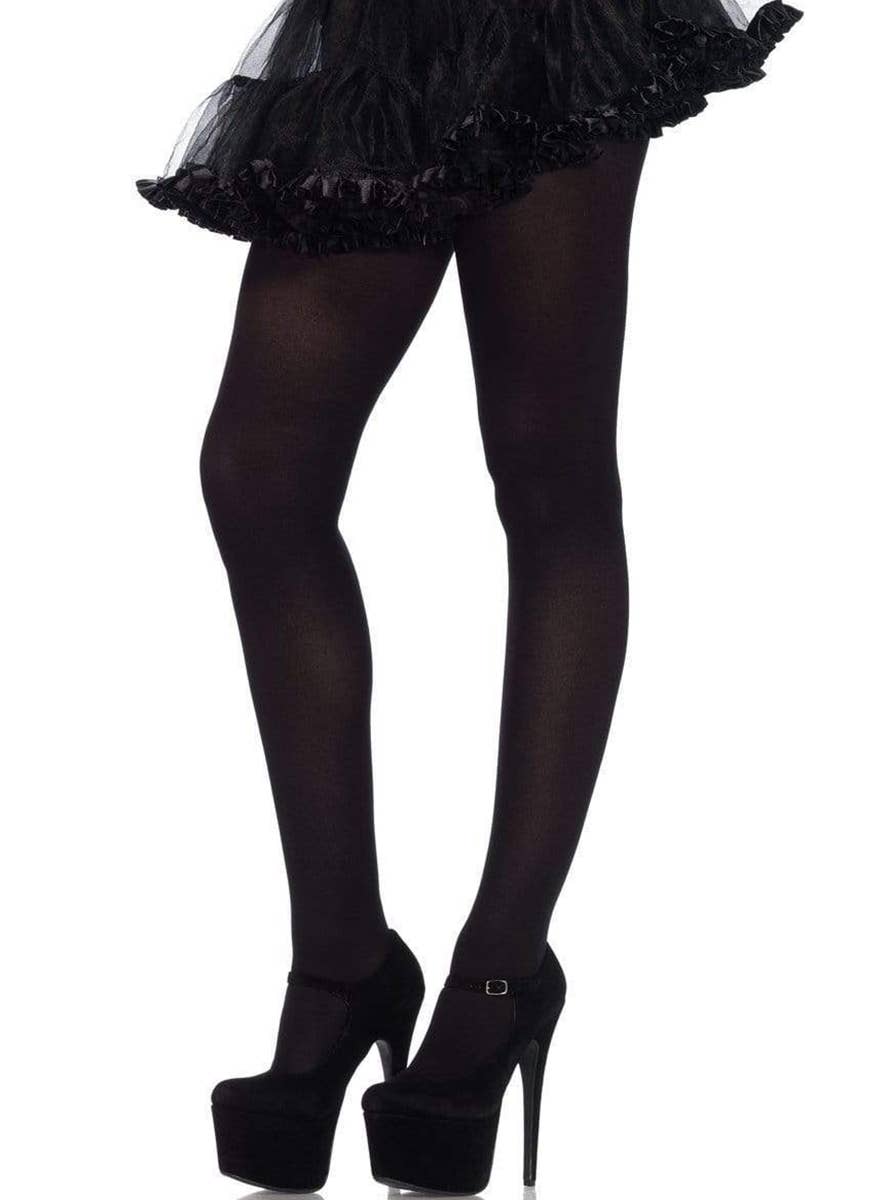 Full Length Black Opaque Stockings