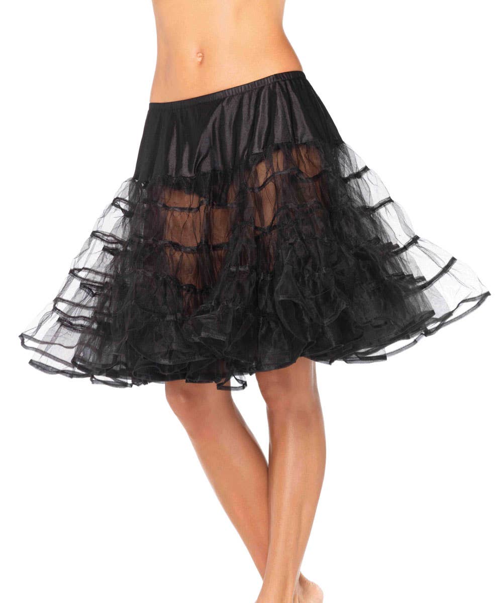 Ruffled Mesh Black Knee Length Petticoat Main Image