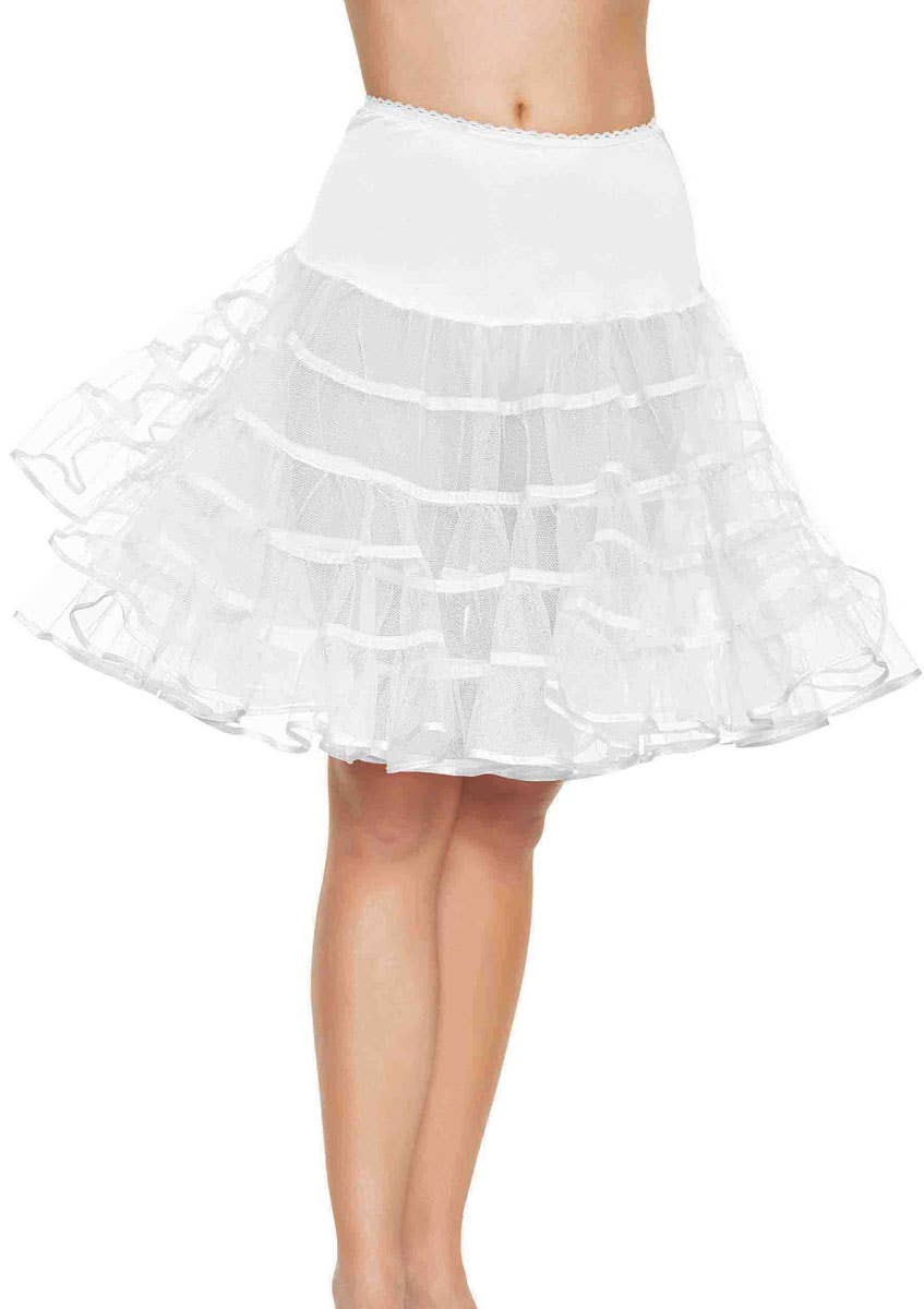 Ruffled White Black Knee Length Petticoat Main Image