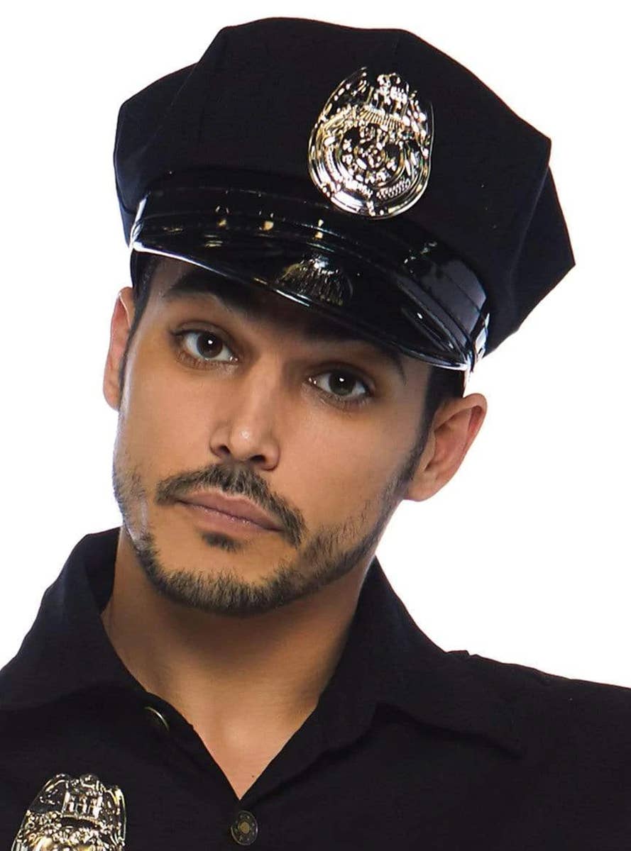 Deluxe Cop Men's Fancy Dress Costume Hat Image