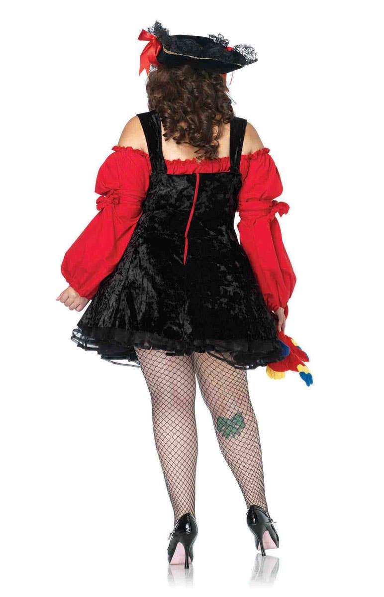 Black and Red Satin Sexy Pirate Costume for Plus Size Women - Alternative Image