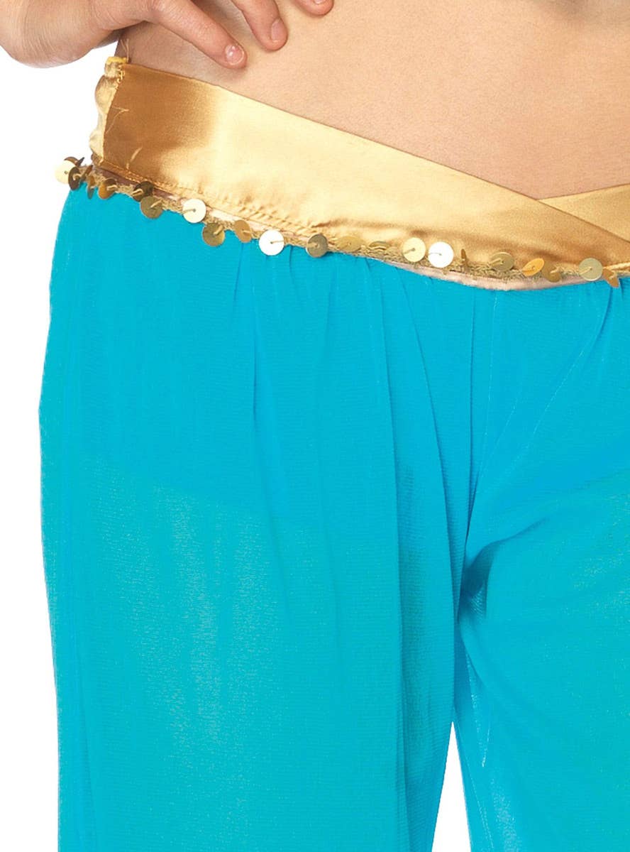 Women's Sexy Blue and Gold  Princess Jasmine Costume - Zoom View 2