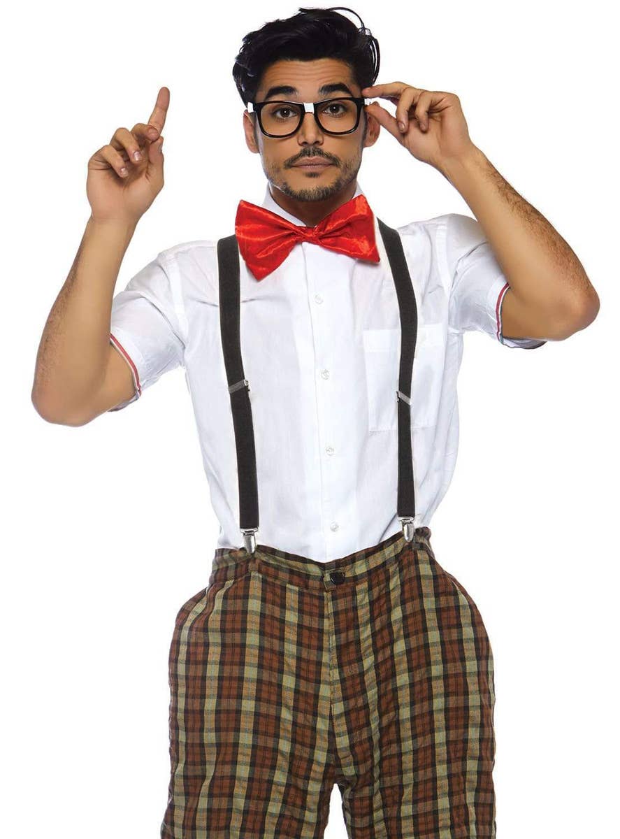 1950's Nerd Men's Schoolboy Fancy Dress Costume Front Close Up Image