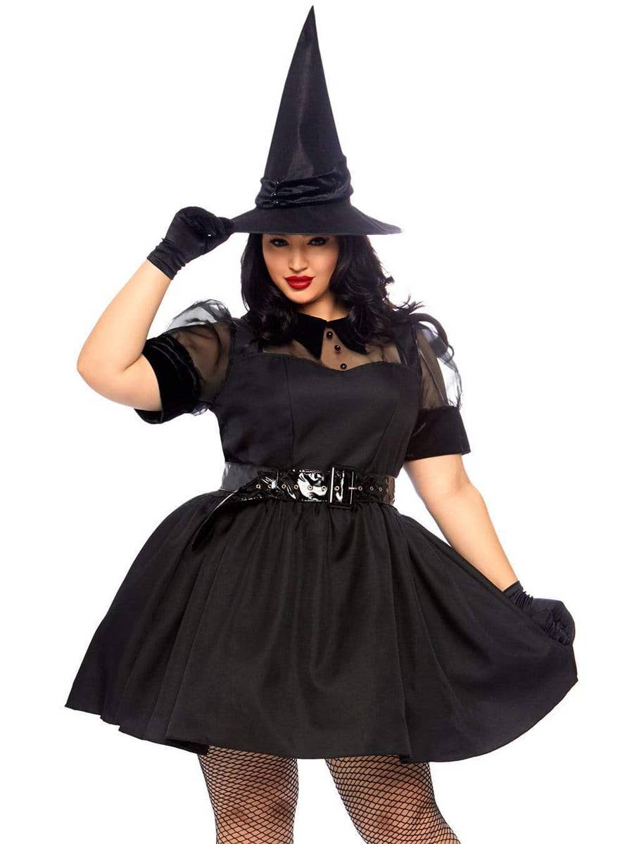 Plus Size Witch Women's Sexy Halloween Costume Close Alt Front View