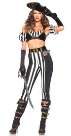 Women's Sexy Black Beauty Pirate Fancy Dress Costume Front View