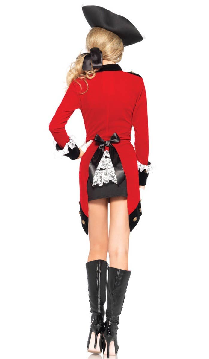 Women's Sexy Rebel Red Coat Colonial Costume Back View