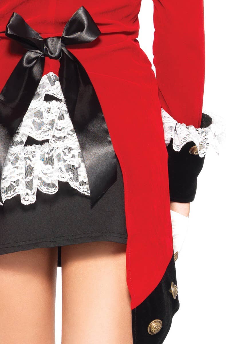 Women's Sexy Rebel Red Coat Colonial Costume Zoomed In Back View