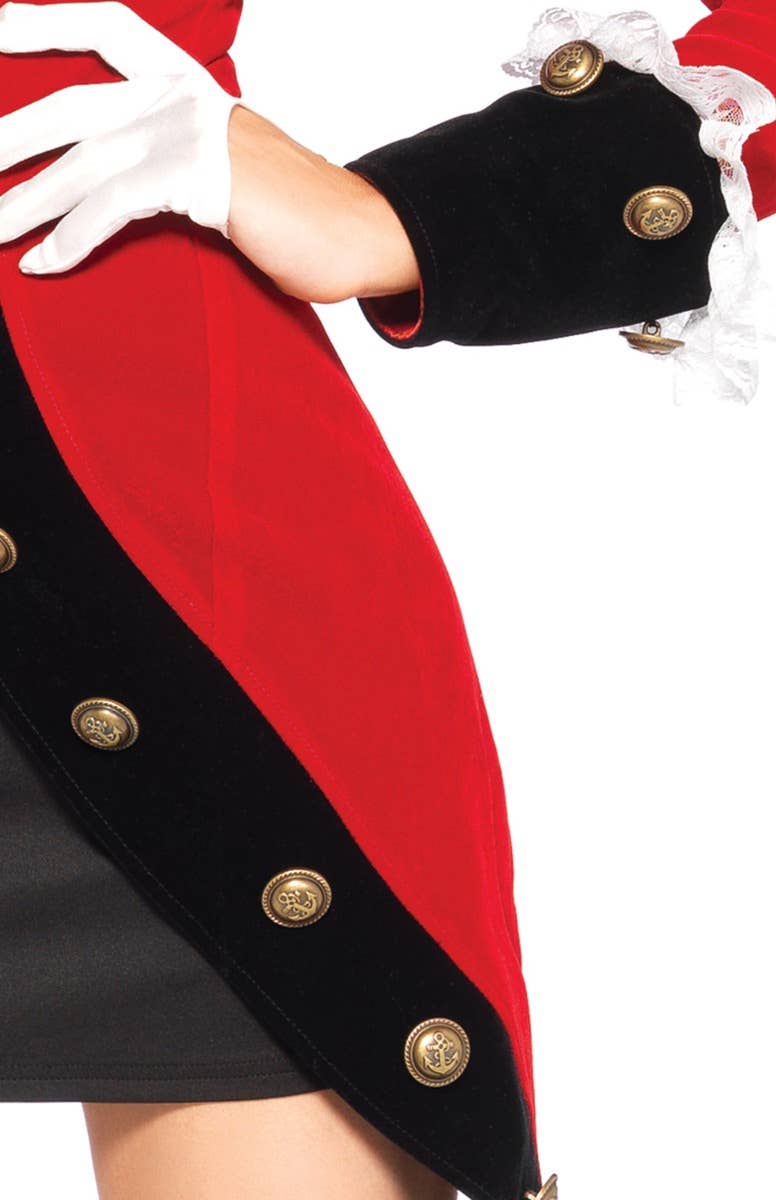 Women's Sexy Rebel Red Coat Colonial Costume Zoomed In Front View