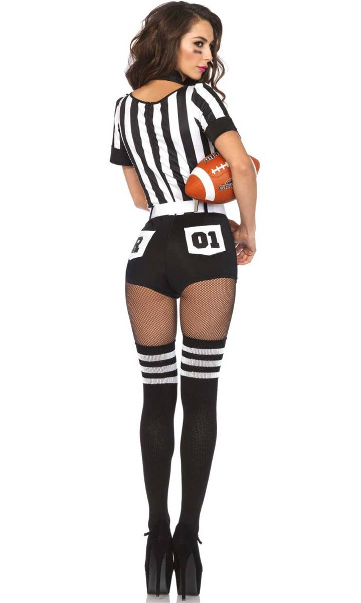 No Rules Womens Sexy Sports Referee Umpire Costume - Back Image