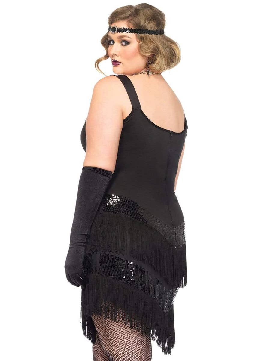 Plus Size Womens Black Sexy Flapper 1920s Costume - Back Image