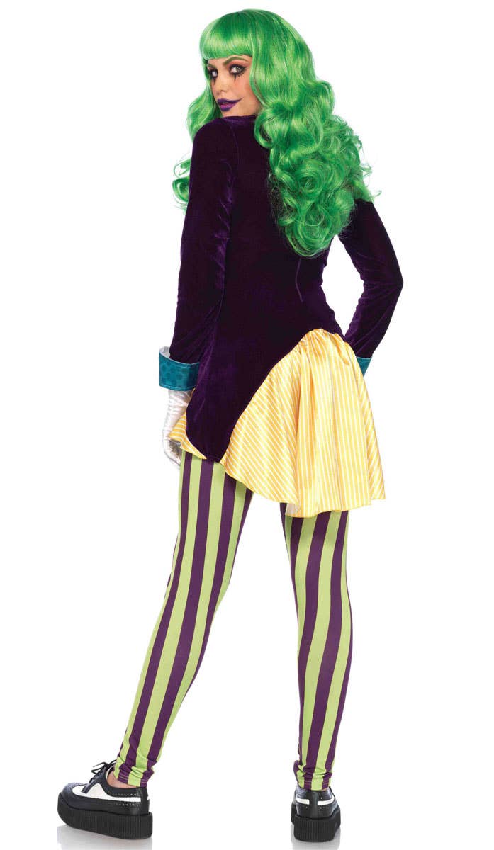 Purple and Yellow Wicked Trickster Women's Joker Costume - Side Back Image