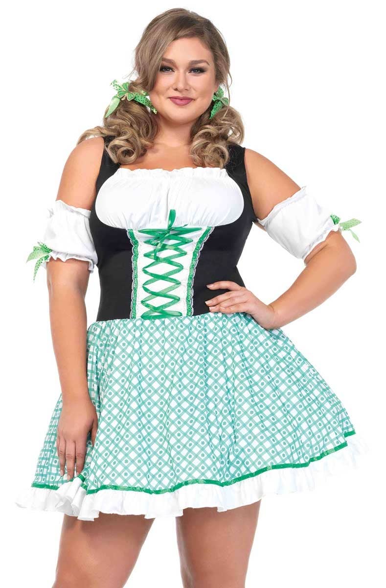 Sexy Women's Plus Size St Patricks Day Irish Costume Close Front View