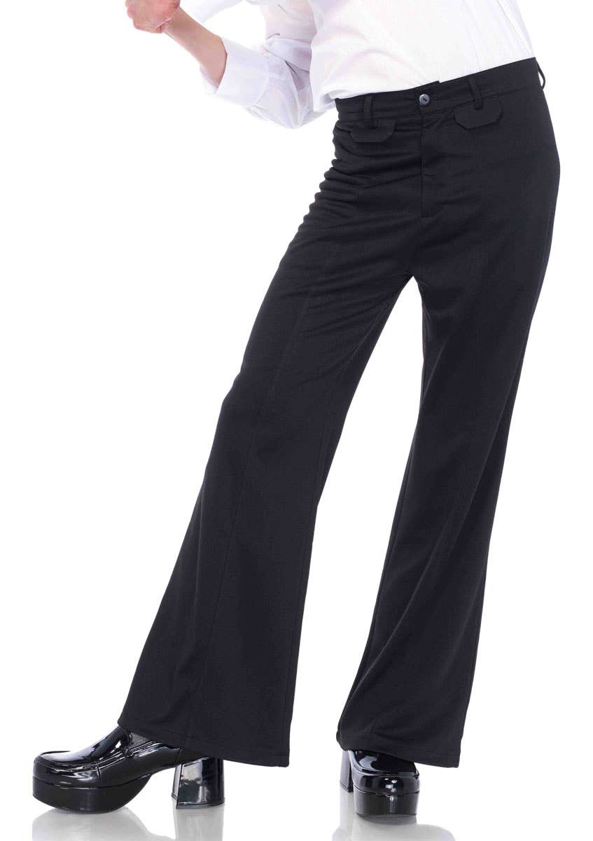 Black Bell Bottom Men's 1970's Costume Pants Alternate Image