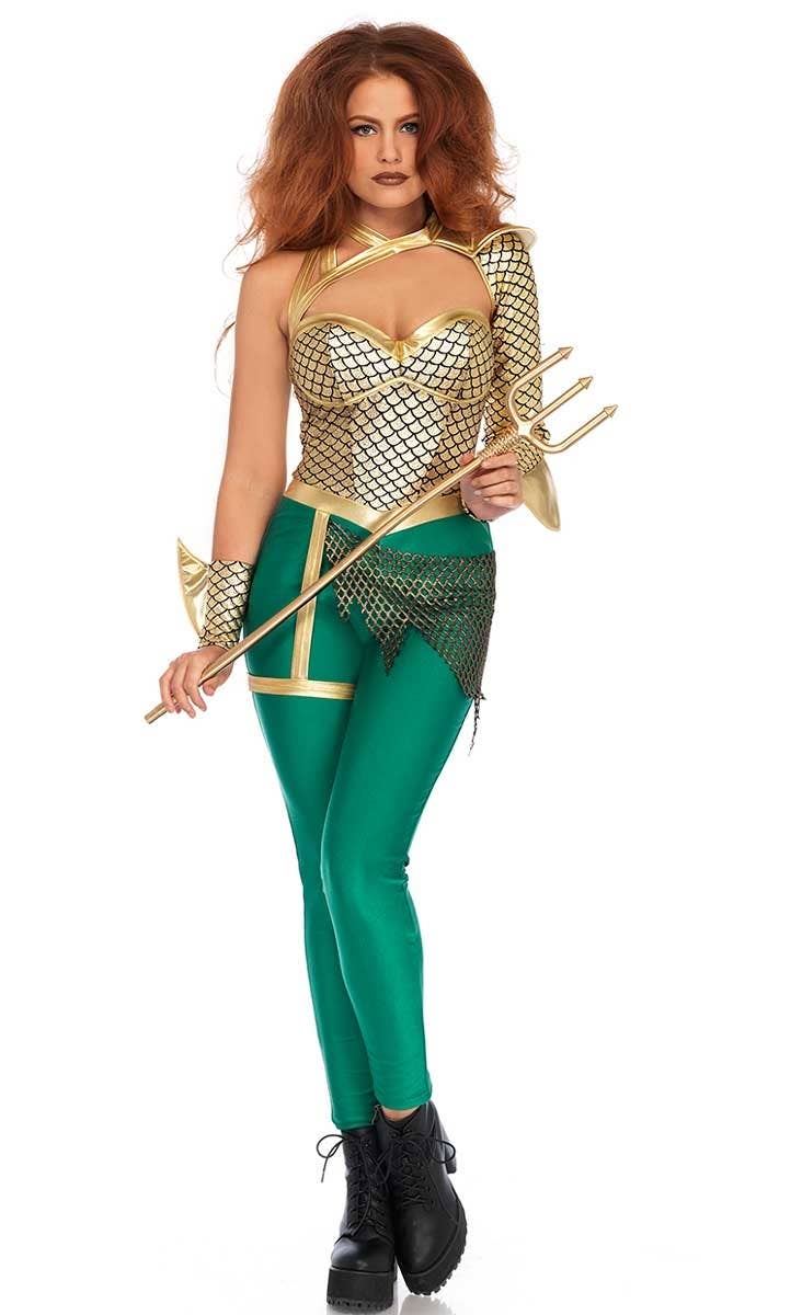 Women's Sexy Aqua Warrior Aquaman Costume - Front View