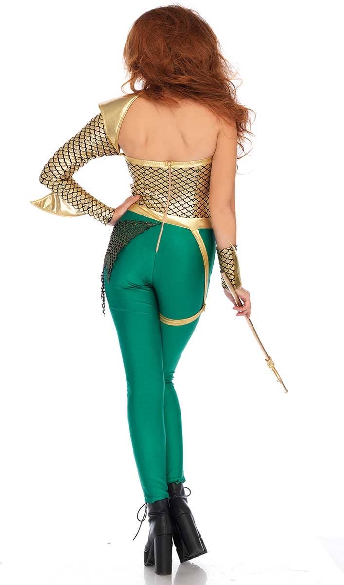 Women's Sexy Aqua Warrior Aquaman Costume - Back View