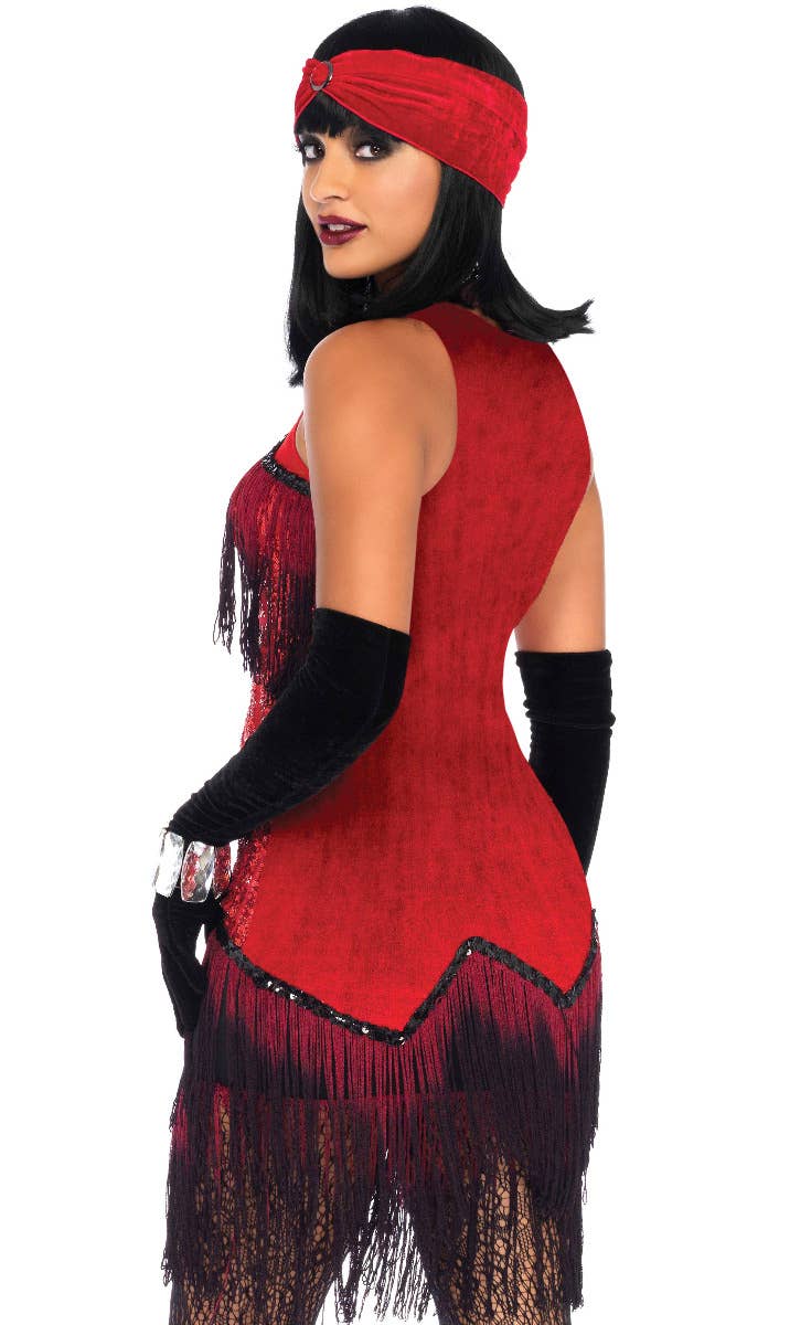 Red and Black Ombre Gatsby Girl Flapper Costume Dress Close Back Image