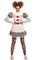 Women's Creepy Clown Pennywise Halloween Costume Front View