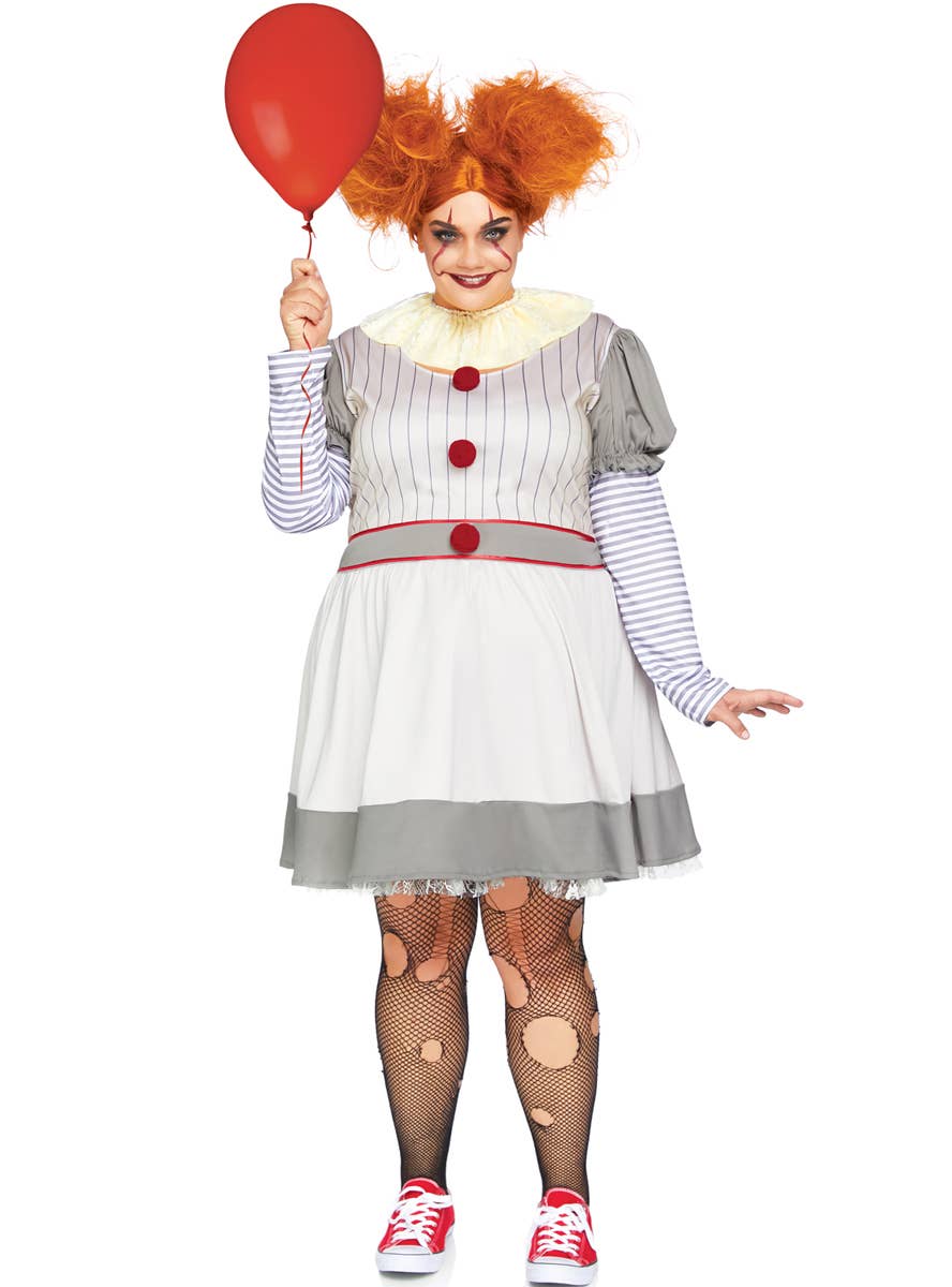 Womens Plus Size Pennywise Costume | IT Clown Halloween Costume