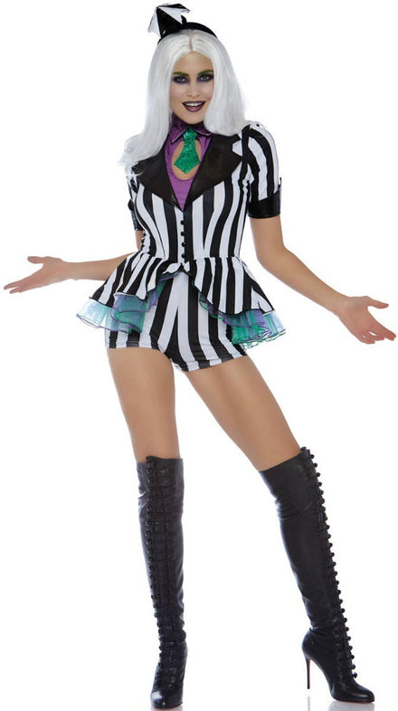 Beetle Babe Sexy Women's Beetlejuice Halloween Costume Front View