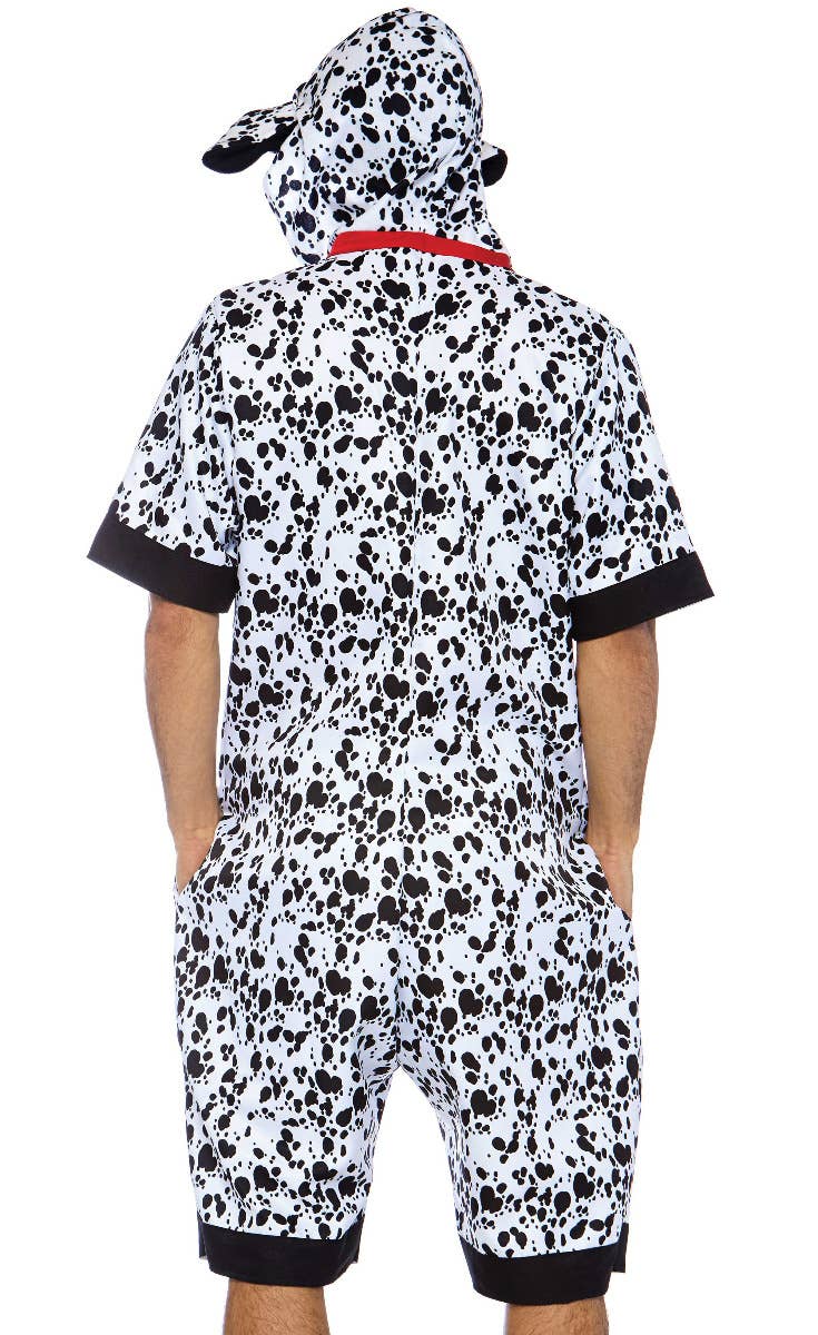 Men's Spotted Dog Animal Jumpsuit Costume Back Image