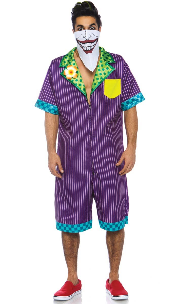 Super Villain Mens Joker Fancy Dress Costume - Main Image