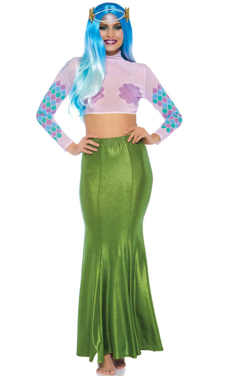 Shimmer Mermaid Green Spandex Women's Costume Skirt Main Image