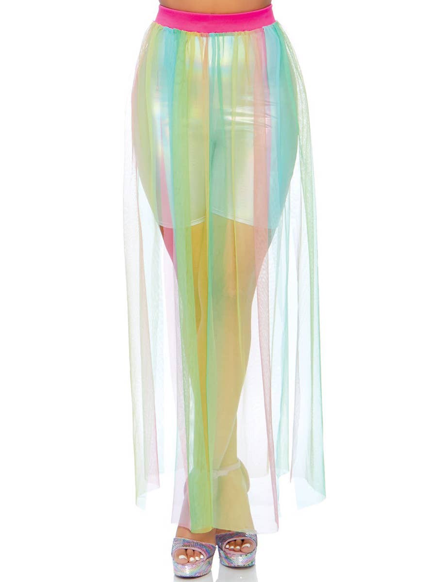 Women's Sheer Rainbow Mesh Maxi Skirt Accessory Main Image